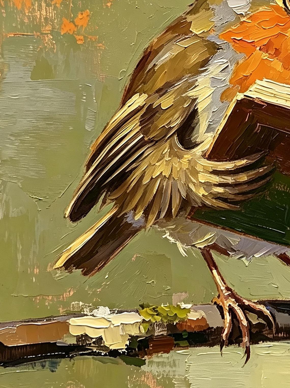 Charming Robin Bird Wearing Glasses Reading Open Book On Branch  Wall Art Custom oil painting from photo, Gift for friend，Size 4x4