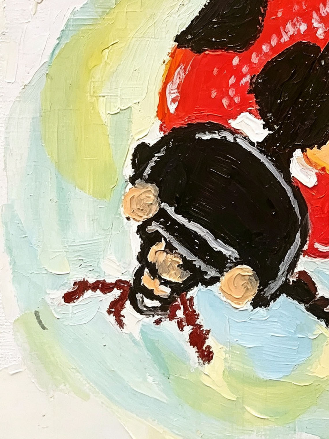 Thick Impasto Red Spotted Ladybug Textured Pastel Background Hand Painted Wall Art Custom oil painting from photo, Gift for friend，Size 4x4