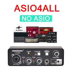 Freeboss External Usb Sound Card 24Bit 48KHz ASIO4ALL Computer Recording Studio Guitar 48V XLR Audio Interface Mini UC26