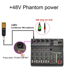 LOMEHO 4 Channel Mono Audio Mixers 7 Band EQ 16 DSP Effect Bluetooth Mixing Console 48V USB Record Sound Table Karaoke AM-UT4