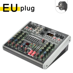 LOMEHO 2*100W Power Audio Mixer Amplifier 6 Channel Mixing Console with Amp 48V USB PC Record Bluetooth Dj Sound Table AM-AX6P