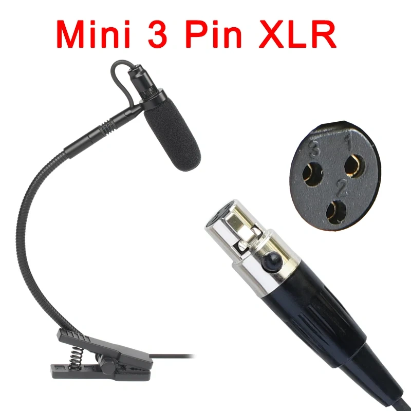 3 Pin 4 PIN Mini XLR Saxophone Microphone Supercardioid 3.5mm Trumpet Music Wind Instrument Sax Mic Horn IM-20