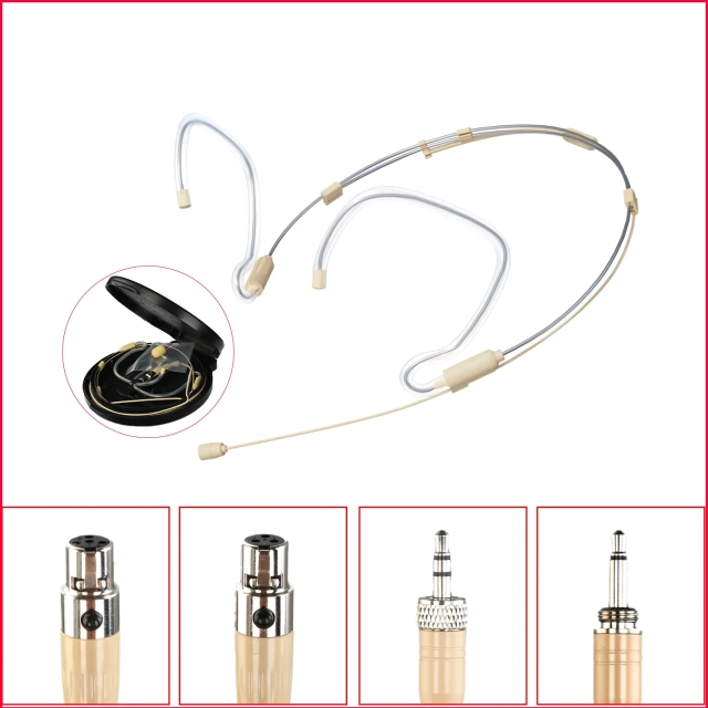 3 Pin 4 PIN Double Earhook Headband Headset Microphone 3.5mm Foldable Omnidirectional Electret Wired Headworn Mic HM-52S2