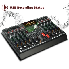 LOMEHO 8 Channels Mixing Console 99 DSP Effects 7 Band EQ 2 AUX Output 48V Audio Sound Mixer USB Bluetooth Dj Mix Table AM-GT8