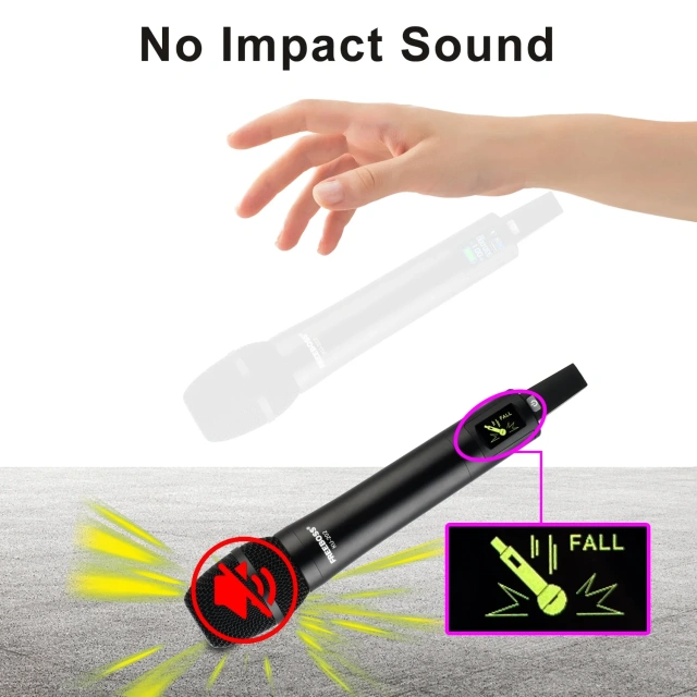 Freeboss Rechargeable Wireless Microphone 2 Way UHF Frequency EQ Professional Dual Dynamic Mic for Karaoke Performance KU-202