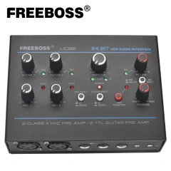 Freeboss Electric Guitar Sound Card 24bit ASIO4ALL 5 Channel Loopback Audio Interface 3.5mm Phone Input Stereo PC Record UC86