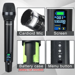 Professional UHF 100 Channels Wireless Microphone System Freeboss 40M Handheld Metal Dynamic Transmitter for Stage Show KU-208