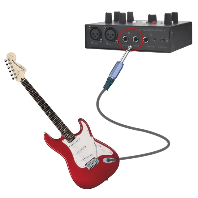 Freeboss Electric Guitar Sound Card 24bit ASIO4ALL 5 Channel Loopback Audio Interface 3.5mm Phone Input Stereo PC Record UC86