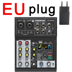 Freeboss Audio Mixer 4 Channels Bluetooth 88 DSP Effects Dj Mixing Console USB Record Portable Sound Table for Karaoke AG-AS04A