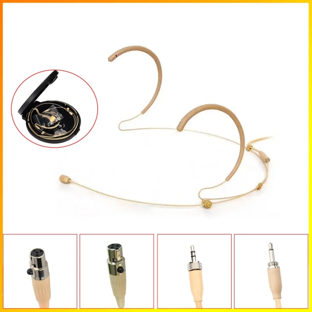 3 Pin 4 PIN Electret Condenser headband Headset Microphone 3.5mm Wired Double Earhook Headworn Mic HM-25S2