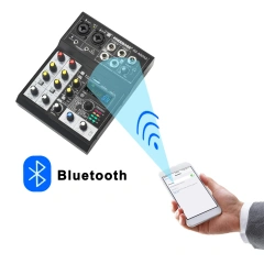 Freeboss Audio Mixer 4 Channels Bluetooth 88 DSP Effects Dj Mixing Console USB Record Portable Sound Table for Karaoke AG-AS04A