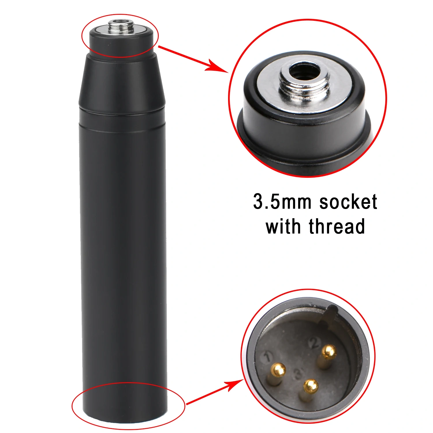 48V to 5V XLR Male Connector Converter 3 4 Pin 3.5MM Microphone Mini Metal Plug for Lavalier Headset Musical Instrument Mic P2