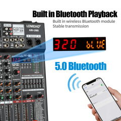 Lomeho 8 Channel 6 Mono 1 Stereo Sound Mixer PFL Monitor 320 DSP Mixing Table 48V Bluetooth 2 AUX Output Audio Console AM-UM8