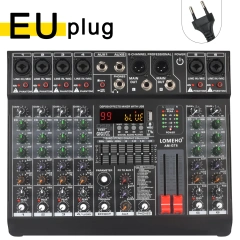 Lomeho 6 Channel Mixing Console Mono 99 Digital Effect USB Sound Card dj Mixer Bluetooth 48V 2 AUX Dj Karaoke Audio Table AM-GT6
