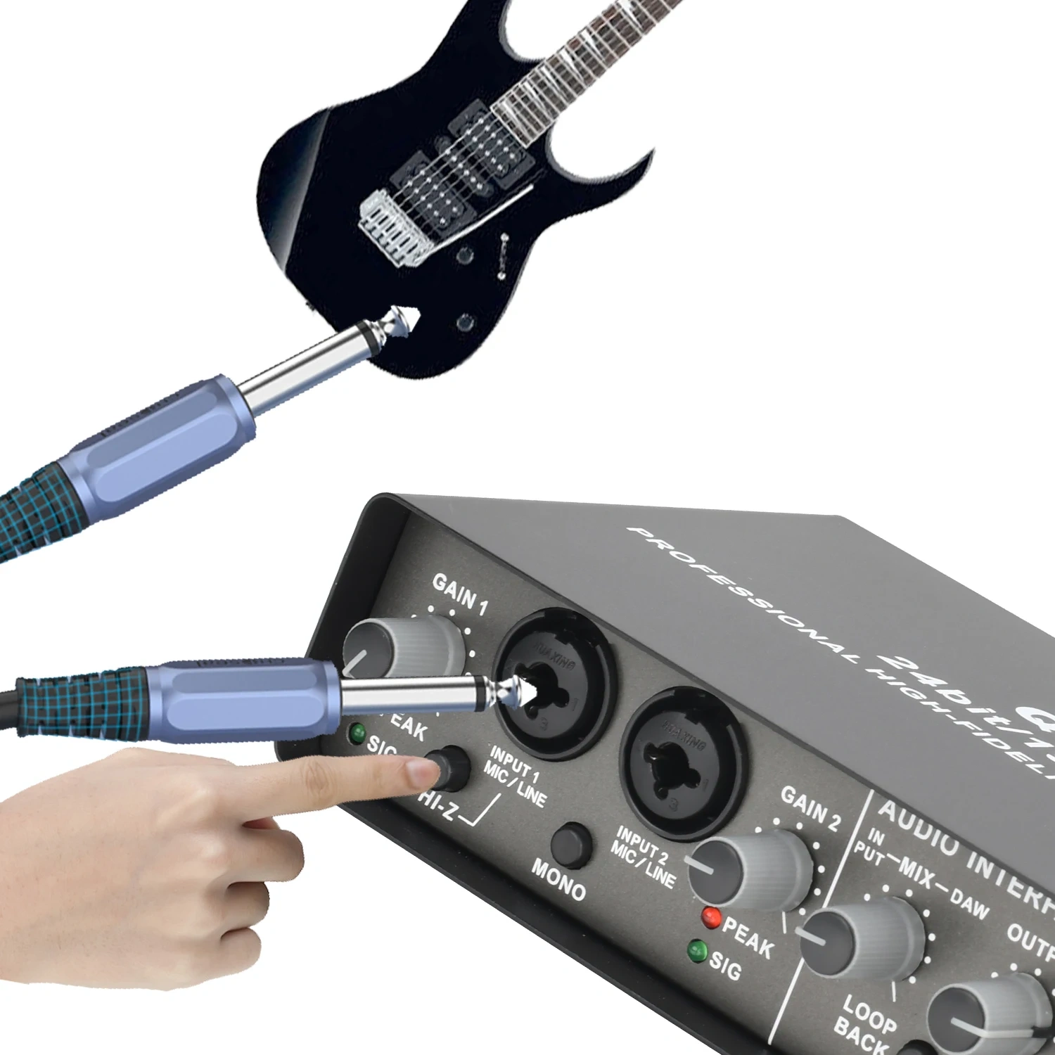 Teyun Q24 24Bit 192KHz Soundcard Loopback Audio Interface Stereo Direct Monitor External Usb Sound Card for Guitar Studio Record