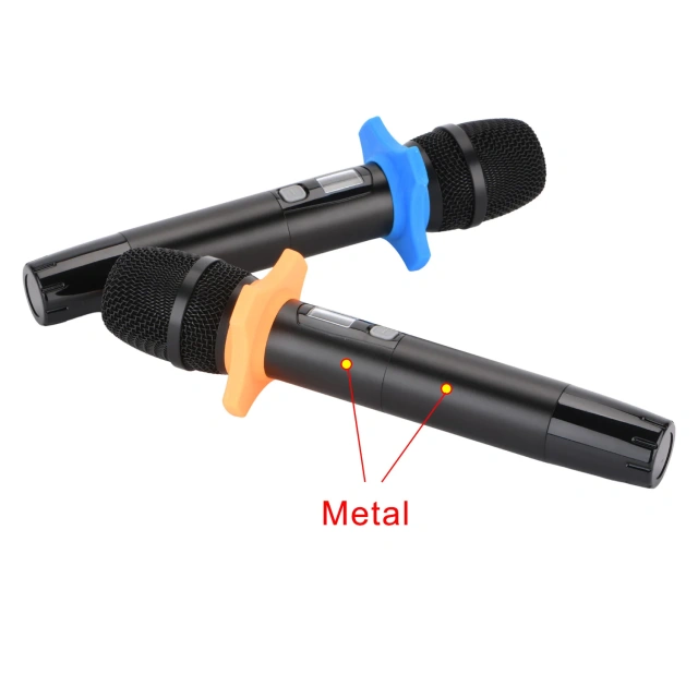 LOMEHO Metal Handheld Wireless Microphone 2 Way 2X380 Multi Frequency DC 5V Anti-feedback Mute DJ Party Karaoke Church LO-U11