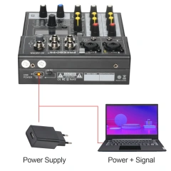 Freeboss Audio Mixer 4 Channels Bluetooth 88 DSP Effects Dj Mixing Console USB Record Portable Sound Table for Karaoke AG-AS04A