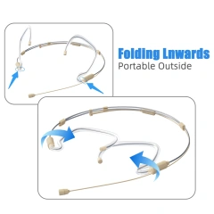 3 Pin 4 PIN Double Earhook Headband Headset Microphone 3.5mm Foldable Omnidirectional Electret Wired Headworn Mic HM-52S2