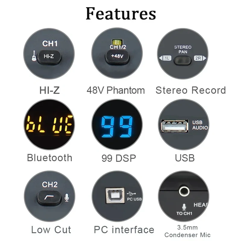 Freeboss 4 Channel Audio Mixer 99 DSP Effects Bluetooth PC play USB Record Mixing Console 48V Phantom Power Podcast AG-AS04B
