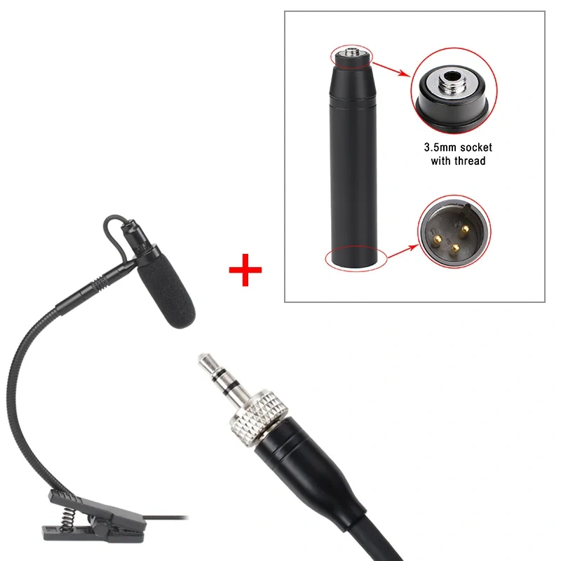 3 Pin 4 PIN Mini XLR Saxophone Microphone Supercardioid 3.5mm Trumpet Music Wind Instrument Sax Mic Horn IM-20