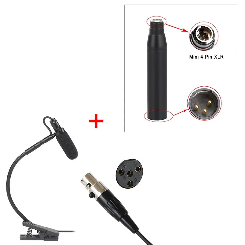 3 Pin 4 PIN Mini XLR Saxophone Microphone Supercardioid 3.5mm Trumpet Music Wind Instrument Sax Mic Horn IM-20