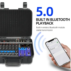 TEYUN 8 Channels Audio Power Mixer 48V USB Bluetooth  Mixing Console 2*200W 24 DSP Effects Sound Table with Amplifier PGA82