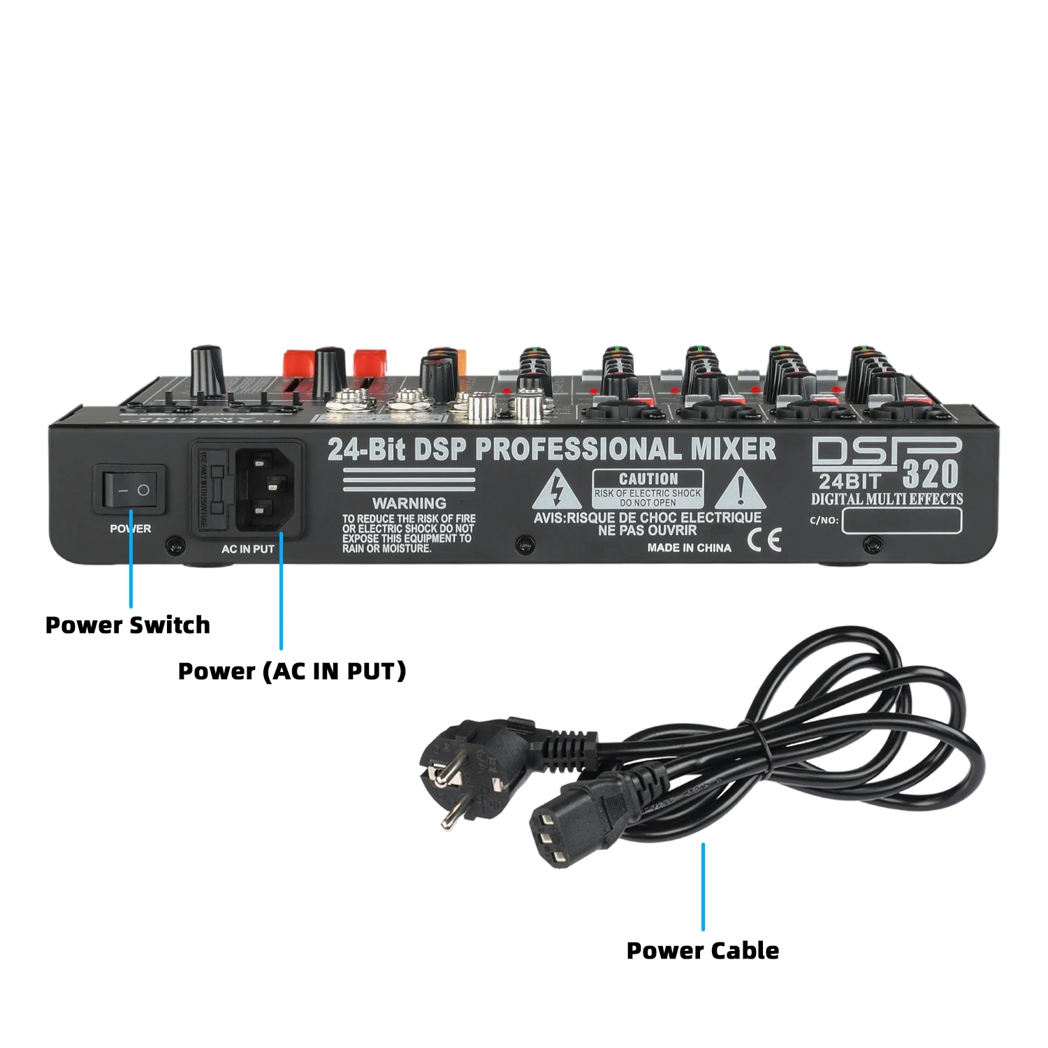 Lomeho 6 Channels Audio Mixer Bluetooth 320 DSP Effects Separately 48V USB Mixing Console Small Show Party Sound Table AM-UM6