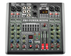 LOMEHO 2*100W Power Audio Mixer Amplifier 6 Channel Mixing Console with Amp 48V USB PC Record Bluetooth Dj Sound Table AM-AX6P