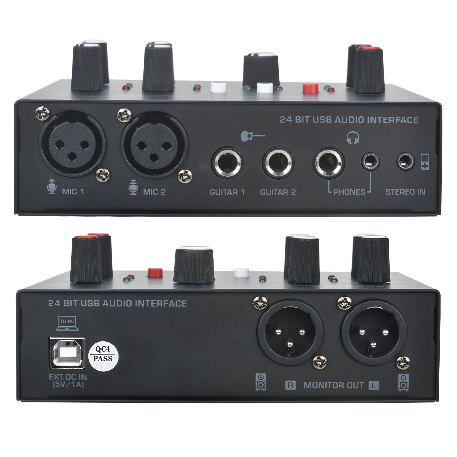 Freeboss Electric Guitar Sound Card 24bit ASIO4ALL 5 Channel Loopback Audio Interface 3.5mm Phone Input Stereo PC Record UC86