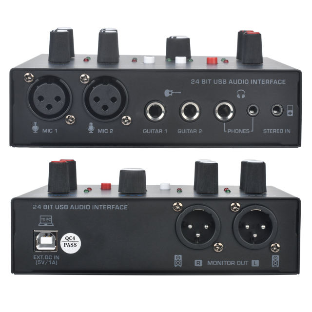 Freeboss Electric Guitar Sound Card 24bit ASIO4ALL 5 Channel Loopback Audio Interface 3.5mm Phone Input Stereo PC Record UC86