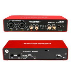 Freeboss 24bit 192KHz Audio Interface External Loopback Usb Sound Card Guitar Recording Stereo Monitor Soundcard for studio UC22