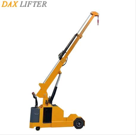 DAX LIFTER mobile hydraulic crane with telescopic boom and hook for workshop and warehouse lifting