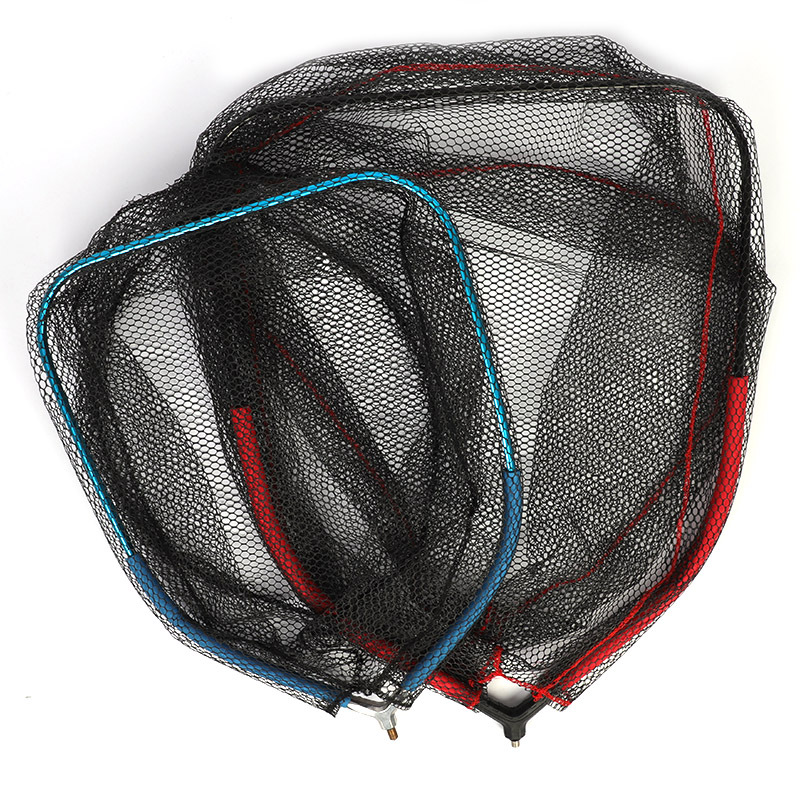 Luxury semi-buoyant landing net head, blue and red.