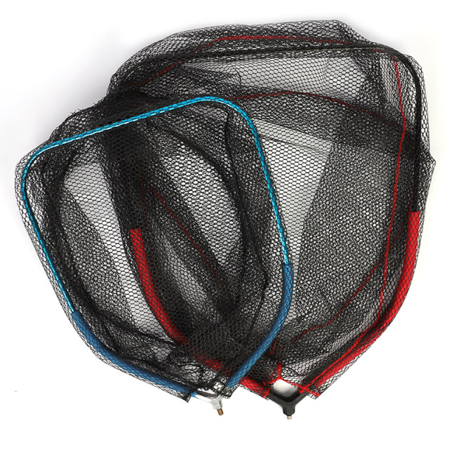 Luxury semi-buoyant landing net head, blue and red.