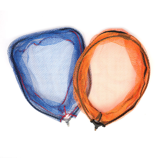 Overall rubber-coated landing net head, orange and blue.