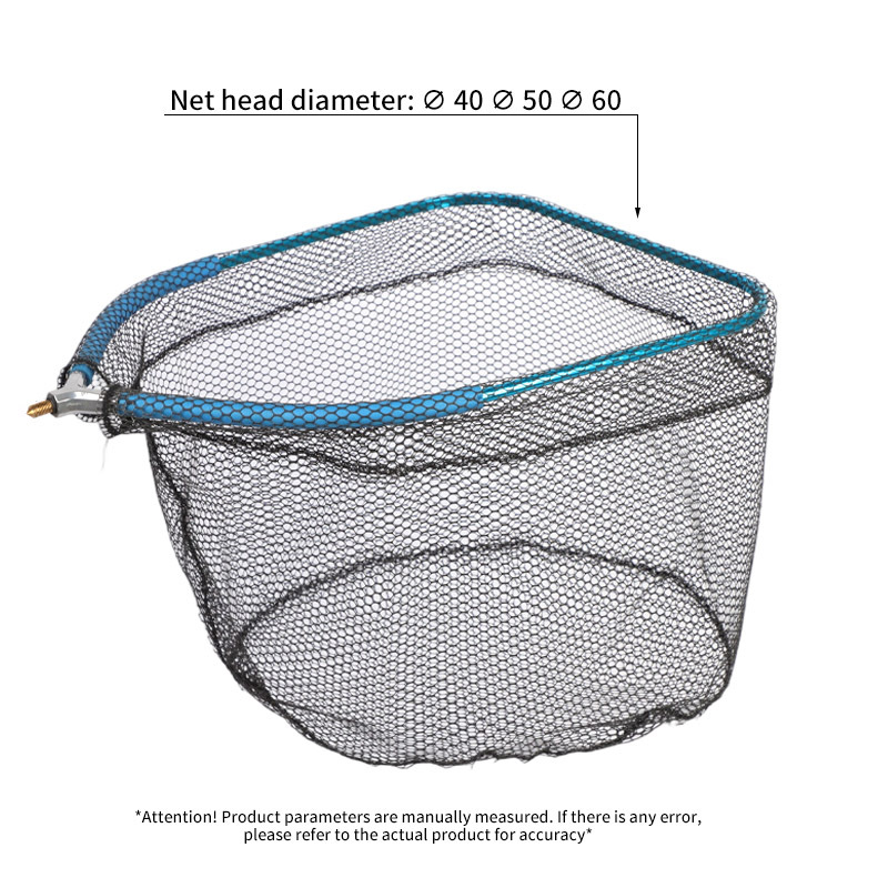 Luxury semi-buoyant landing net head, blue and red.