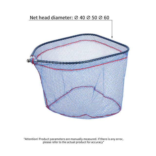 Overall rubber-coated landing net head, orange and blue.