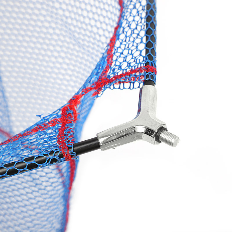 Overall rubber-coated landing net head, orange and blue.
