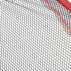 Luxury semi-buoyant landing net head, blue and red.