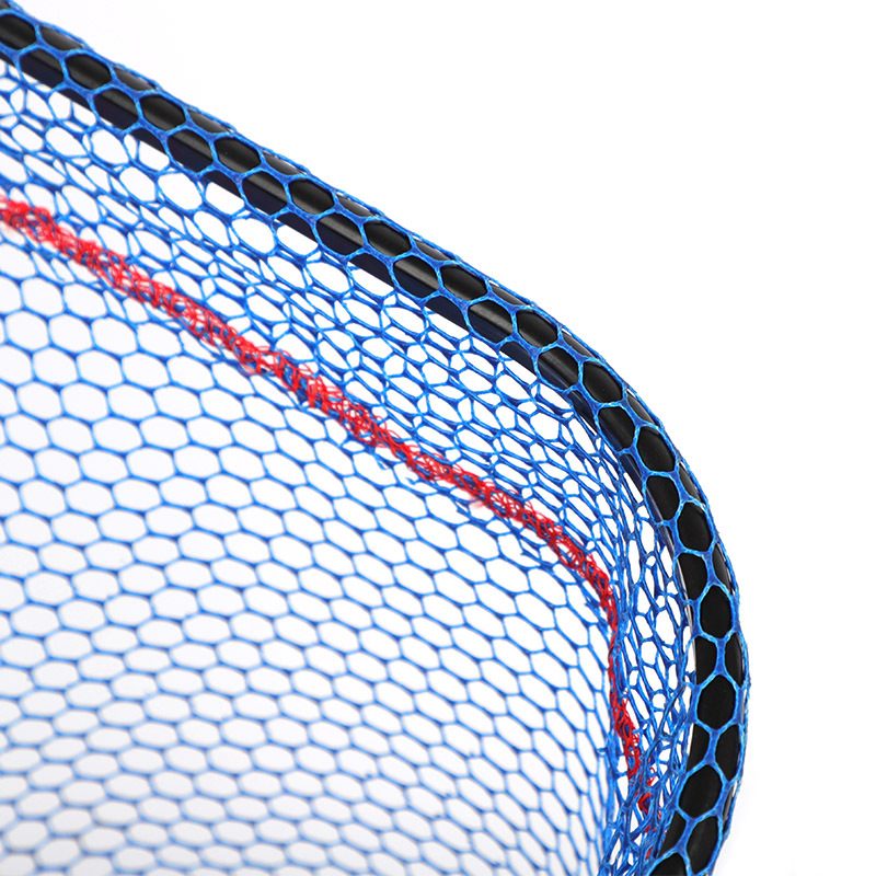 Overall rubber-coated landing net head, orange and blue.