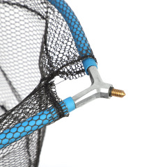 Luxury semi-buoyant landing net head, blue and red.