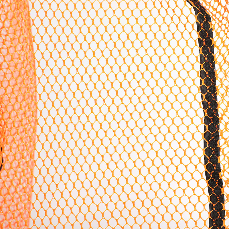 Overall rubber-coated landing net head, orange and blue.