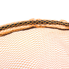 Overall rubber-coated landing net head, orange and blue.