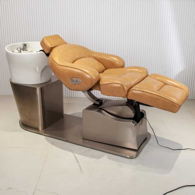 Electric Reclining Shampoo Chair with Backwash Bowl for Barber Shop DN0064_Electric Shampoo Chairs
