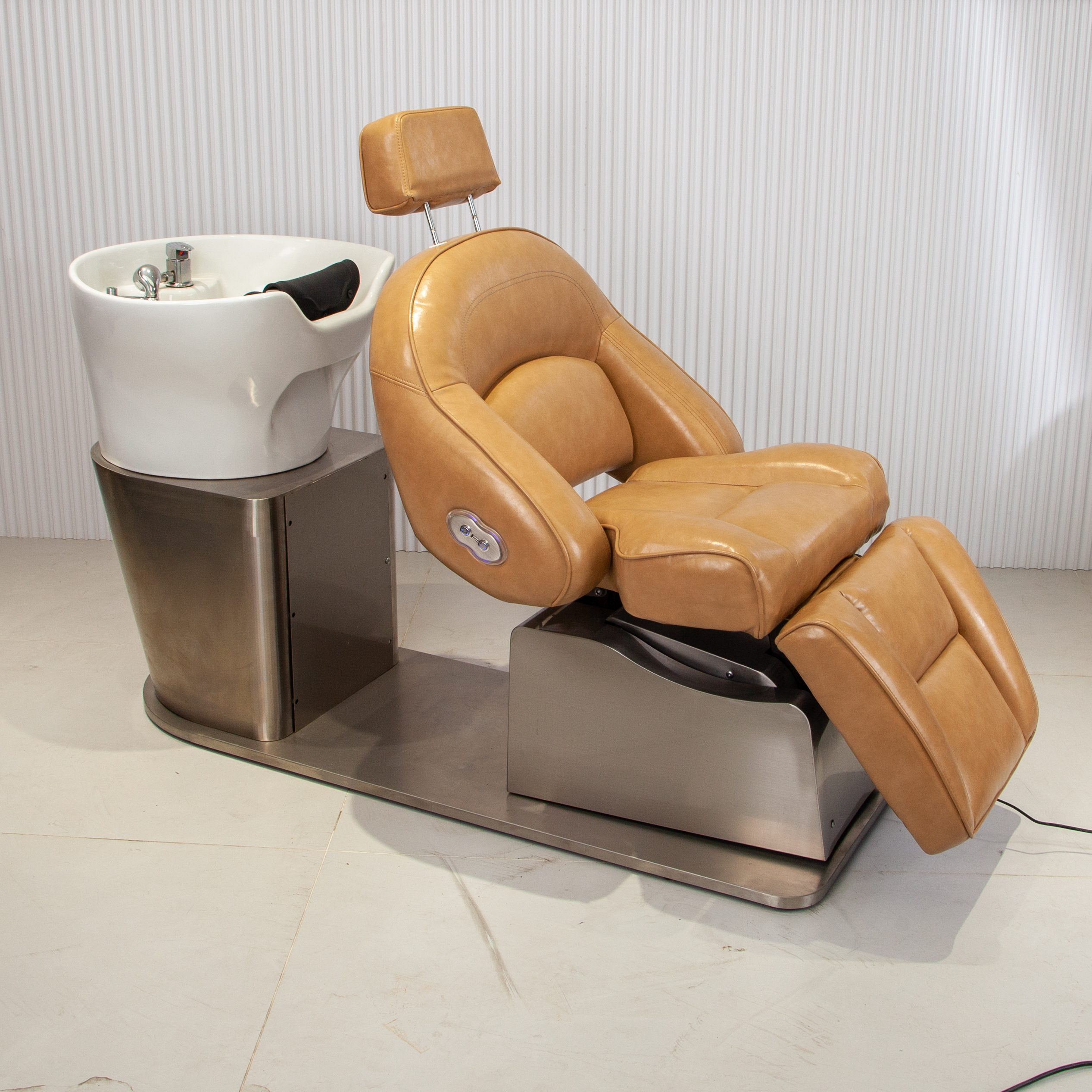 Electric Reclining Shampoo Chair with Backwash Bowl for Barber Shop DN0064_Electric Shampoo Chairs