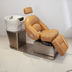 Electric Reclining Shampoo Chair with Backwash Bowl for Barber Shop DN0064_Electric Shampoo Chairs
