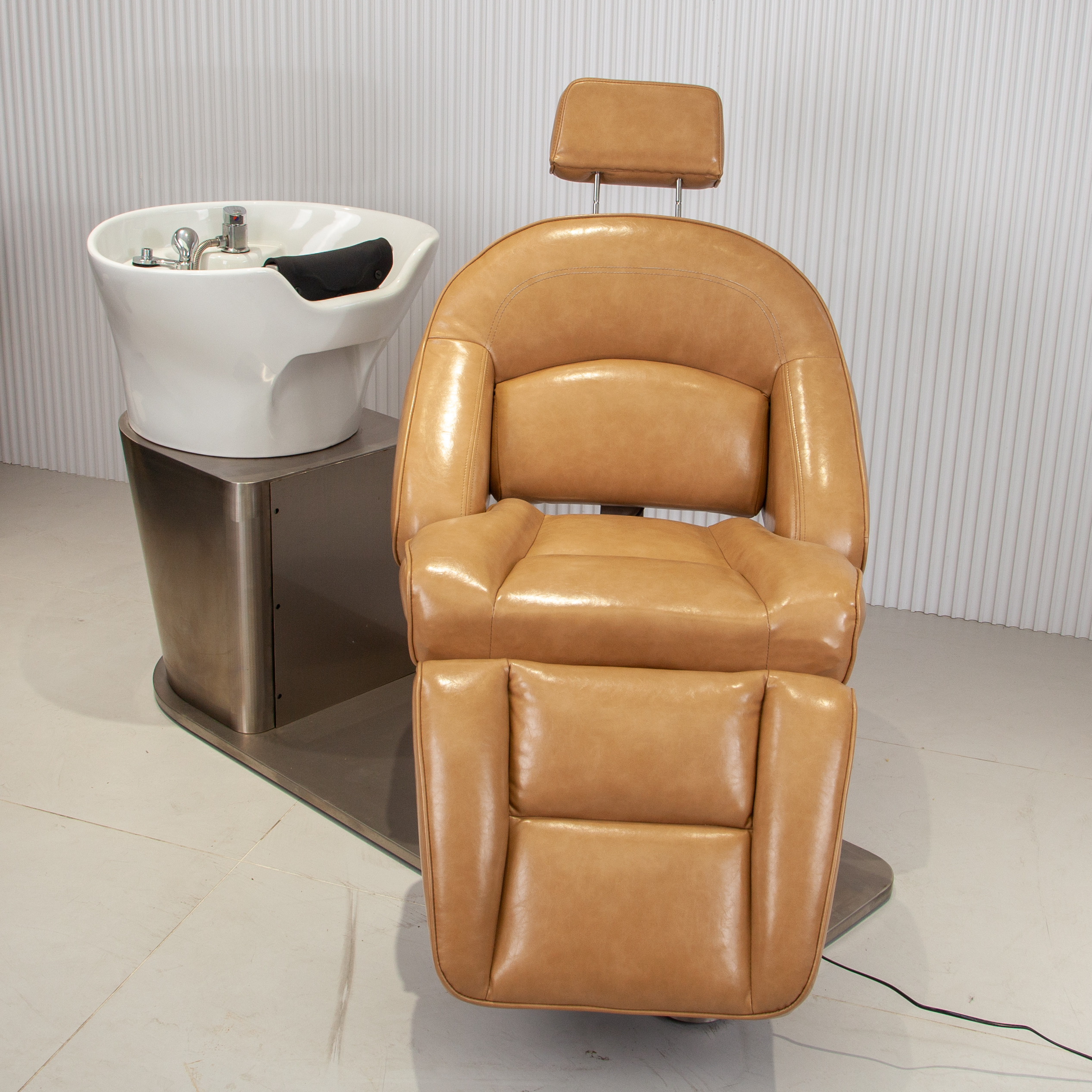 Electric Reclining Shampoo Chair with Backwash Bowl for Barber Shop DN0064_Electric Shampoo Chairs