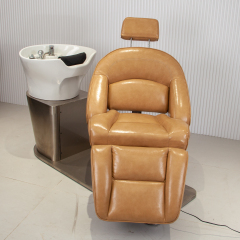 Electric Reclining Shampoo Chair with Backwash Bowl for Barber Shop DN0064_Electric Shampoo Chairs