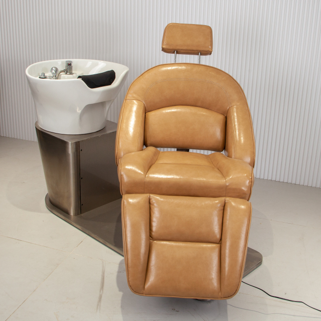 Electric Reclining Shampoo Chair with Backwash Bowl for Barber Shop DN0064_Electric Shampoo Chairs