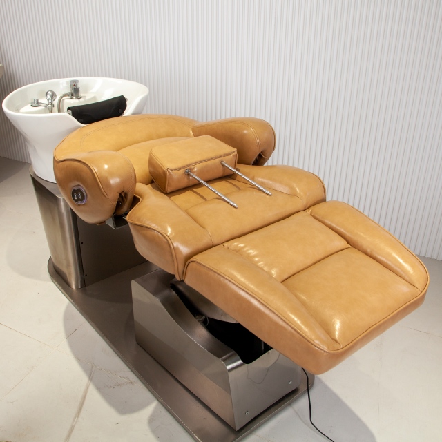 Electric Reclining Shampoo Chair with Backwash Bowl for Barber Shop DN0064_Electric Shampoo Chairs